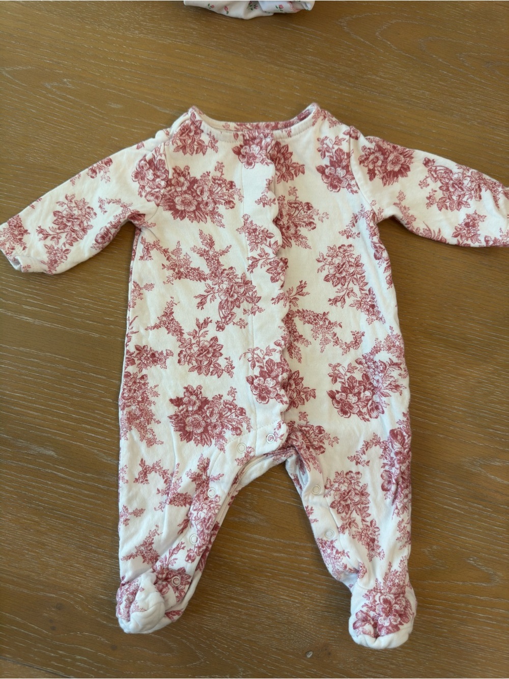Janie and Jack Cream One-Piece with Dusty Rose Floral Print